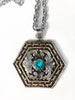 Hexagon Western Silver Buckstitch Pendant