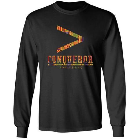 More Than More Than a Conqueror Black (Kente) LS T-Shirt