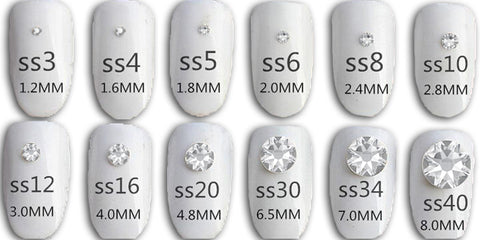Swarovski Crystals for nails size chart