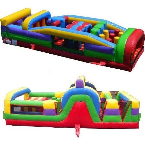 60' Retro SUPER Dual Obstacle Course by POGO My Bounce House For Sale