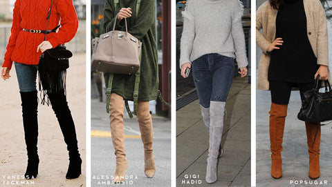 over the knee wide calf boots casual outfits