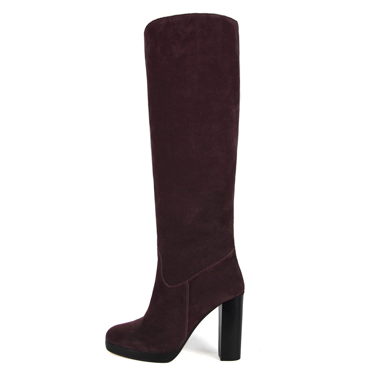 Calf Fitting Heeled Boots Ribes Burgundy Suede Shop Online