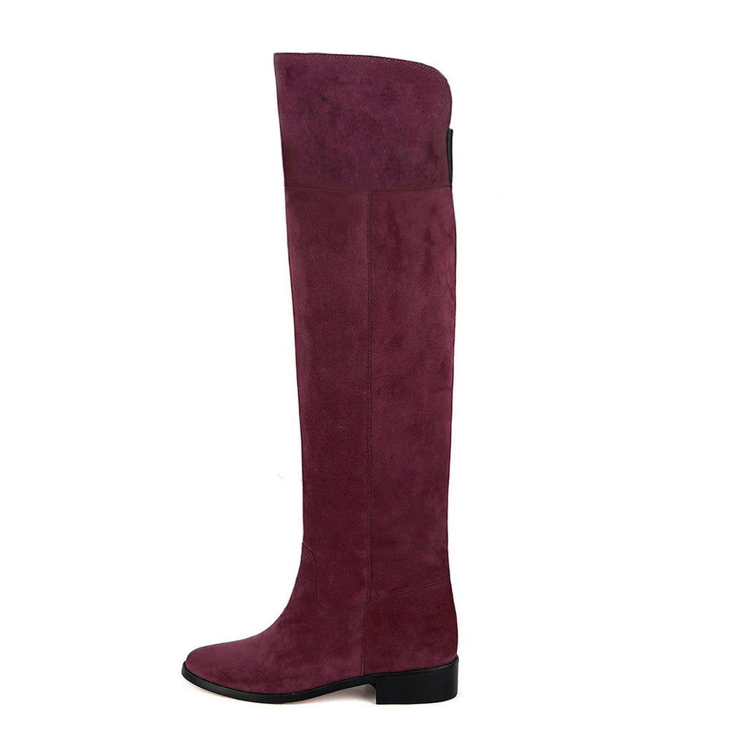 burgundy over the knee boots