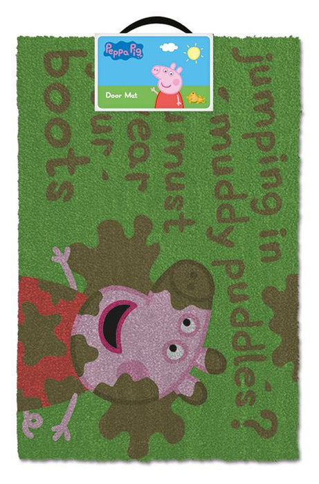 peppa pig muddy puddles door mat — vanilla