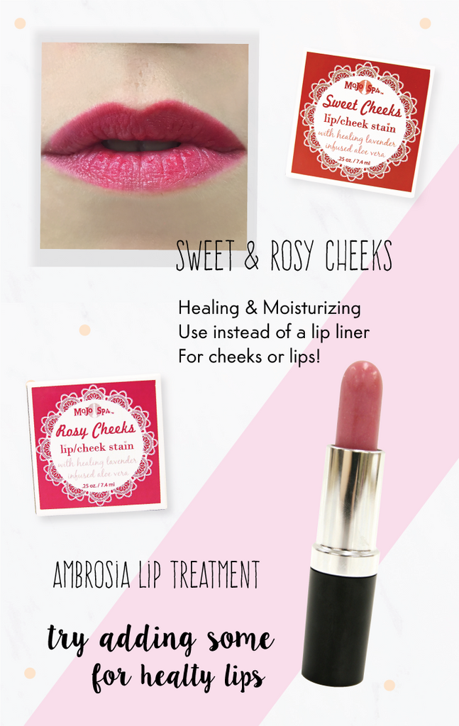 Sweet & Rosy Cheeks: Healing & moisturizing, use instead of a lip liner. Can also be used for cheeks!