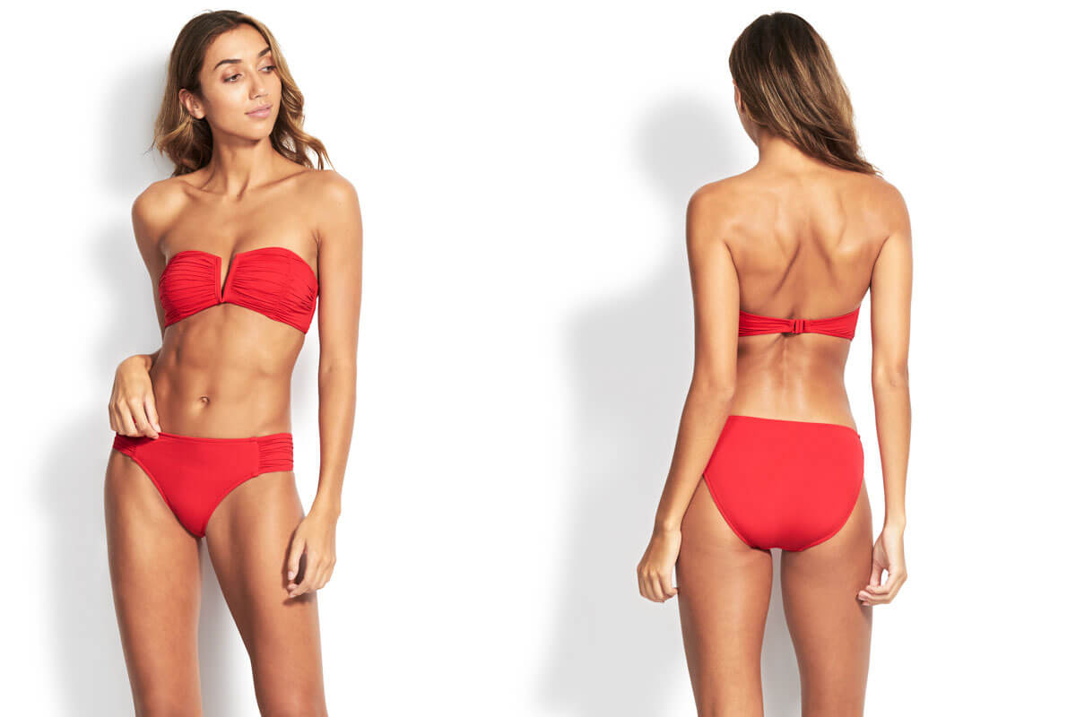 Seafolly Ruched Side Retro Bottom in Chilli Red