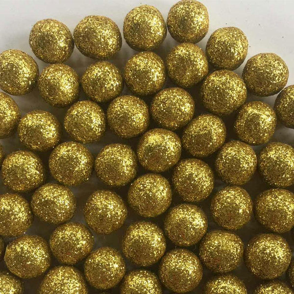 felt glitter balls gold
