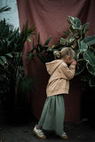 Organic Cotton Long Button Skirt - Oil Green