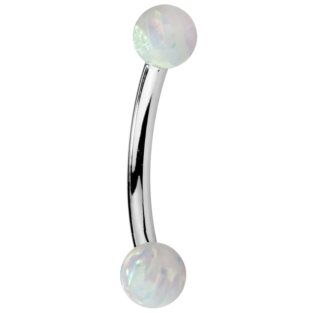 Opal 14K Gold Curved Barbell-14K White Gold 14G 7 16