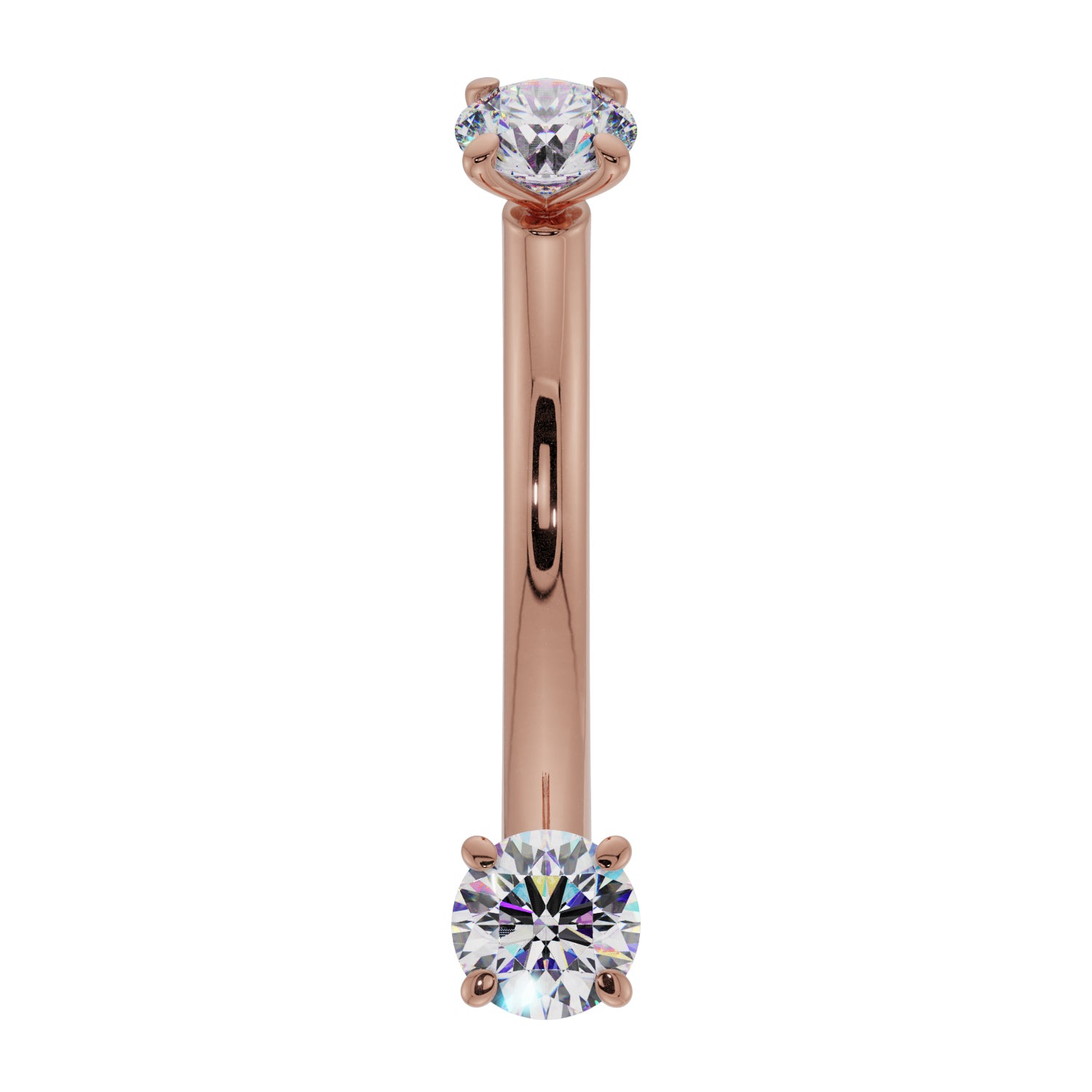 Dainty Cubic Zirconia Prong-Set Curved Barbell for Eyebrow Rook Belly-14K Rose Gold 16G (1.2mm) 7 16