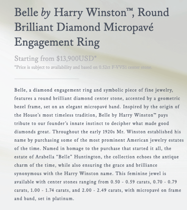 product description from Harry Winston