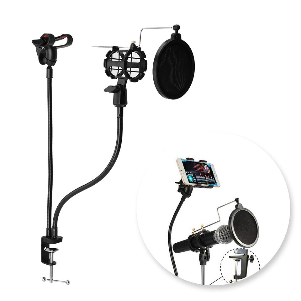 Ms08 2 In 1 Desk Mount For Phone And Microphone Stand With Pop