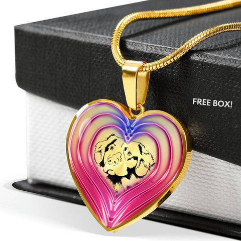 Nova Scotia Duck Tolling Retriever Dog Print Heart Charm Necklaces-Free Shipping