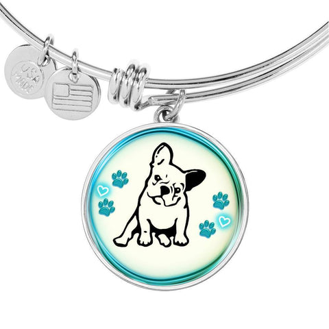 Cute French Bulldog Circle Pendent Luxury Bangle-Free Shipping