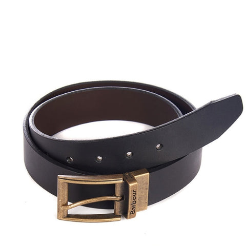 barbour brown leather belt