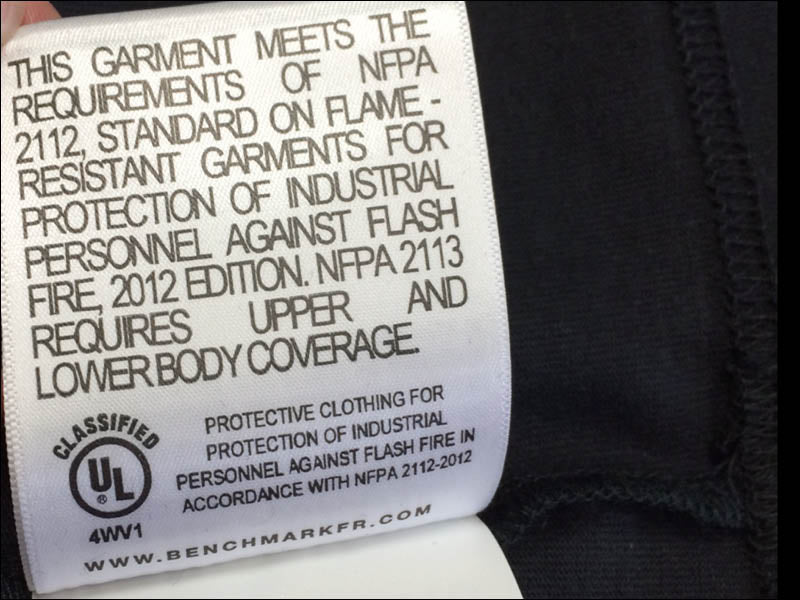 nfpa 2112 compliance garment tag