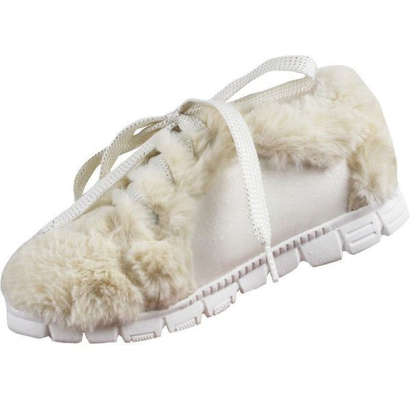 Girls Faux Fur White Sneakers | Billieblush