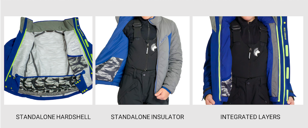 SHRED DOG standalone and integrated kids winter jacket examples