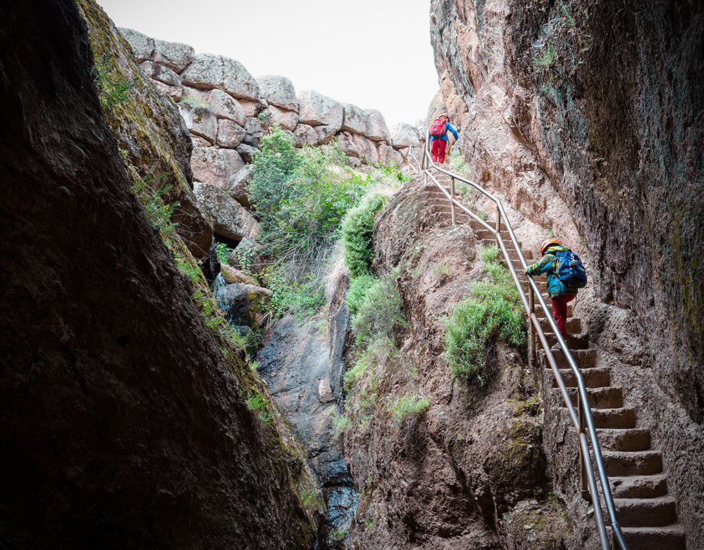 boys exiting cave in Pinnacles