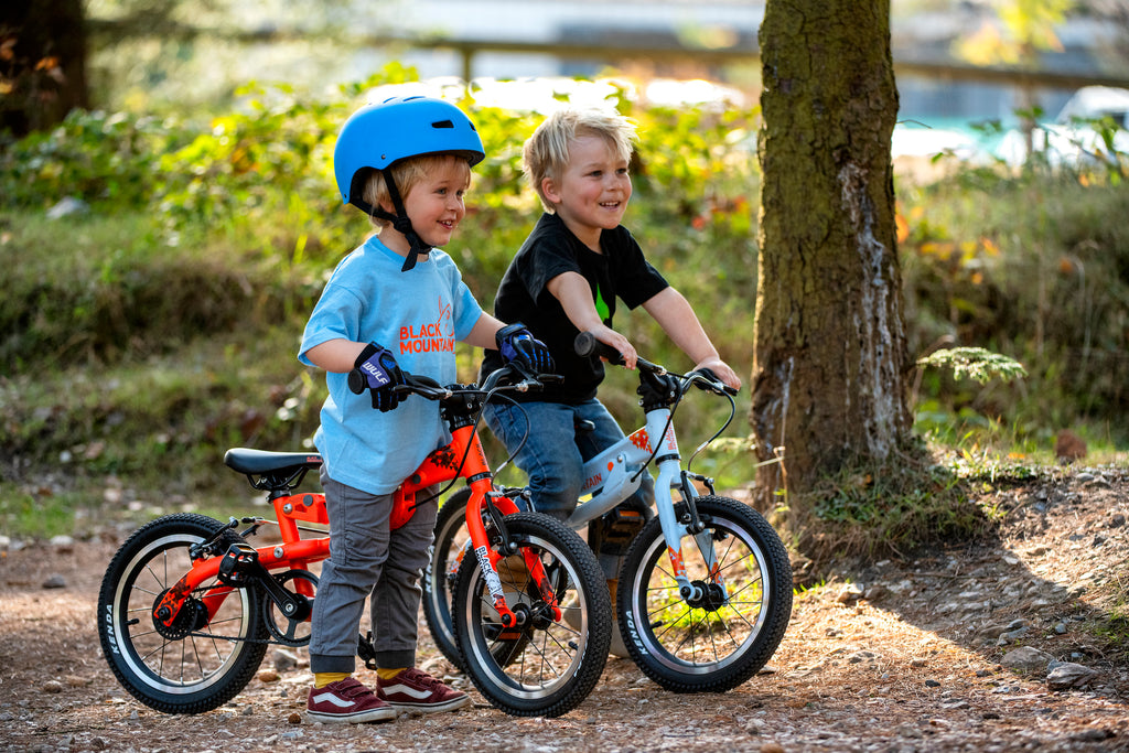 Boys on bikes in the forest