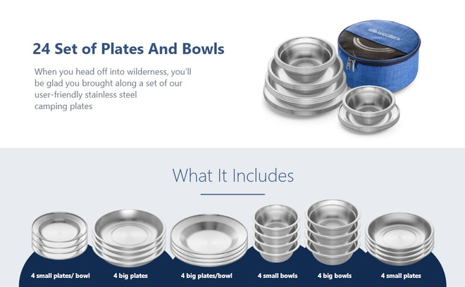 stainless steel plates and bowls dinnerware set