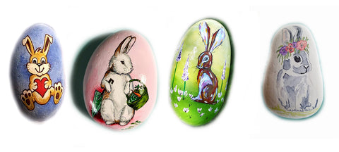 painted rocks Easter bunnies pretty children colourful Christine Onward art blogger australia 