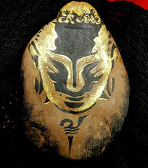 painted rock golden Buddha art by Tunde Fodor at Rock Street Collective 