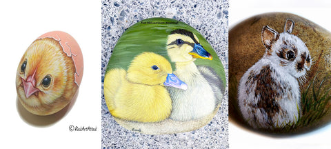 painted rocks chicken ducks Easter art blog Christine Onward Wednesday Snapshot 