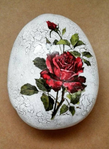 rose painted rock interior rustic red decoration valentine's day