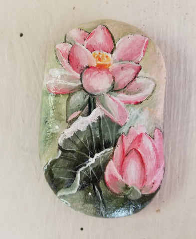 painted rock lotus meditation yoga art pamela campbell 