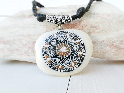 necklace pendant painted rock stone art unique Italy Annalisa Cacciatore