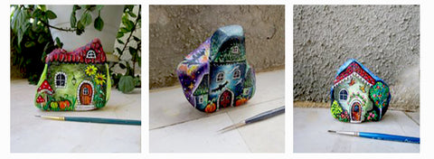 houses story beautiful painted rocks Danijela Milosevic art blog Greece