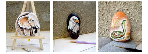 animals elephant eagle snake painted rocks Danijela Milosevic art blog rock street 