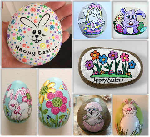 Easter painted rocks Pinterest Christine Onward wednesday art blog