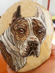 painted rock beautiful dog art by Tunde Fodor 