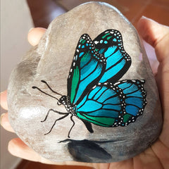 painted rock butterfly art by Tunde Fodor of RockStreet Collective  