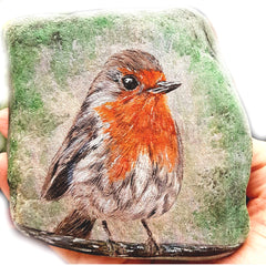 painted rock bird Hungarian artist Tunde Fodor 