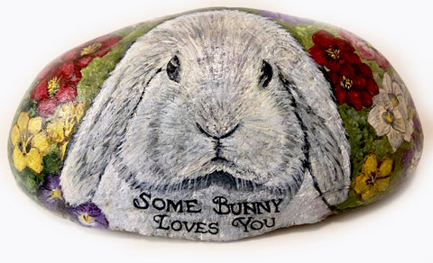 Rabbit Easter painted rocks america stone Christine Onward art blogger 