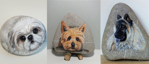 dogs painted rocks Yvette Biedermann Switzerland beautiful cute Christine Onward art blog Australia 