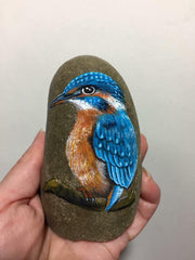 painted rock blue bird happy chinese home decoration