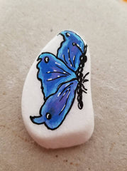 painted rock blue butterfly happy home decoration diana lamb