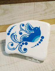 painted rock blue bird happy home decoration Misty Day 