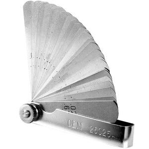 26-blade master feeler gauge with blades from 0.0015 inch to 0.025 inch
