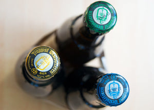 Westvleteren beer caps including Westvleteren Blonde, Westvleteren 8 (Dubbel), and Westvleteren 12 (Quadrupel)