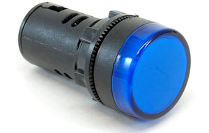 Blue 22mm LED pilot light, 220-240V AC/DC