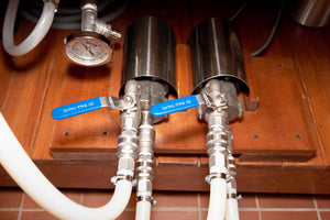 Both pumps are kept mostly closed during the 60-90 minute sparge to maximize sugar extraction