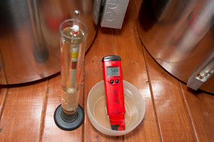 Measuring pH and gravity near the end of the sparge