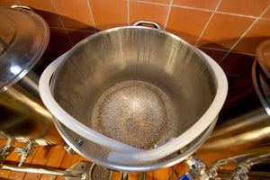 Grain added to Mash / Lauter Tun (not stirred yet)