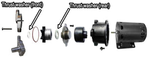 Location of thrust washers (Chugger pump)