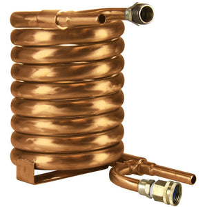 Convoluted counterflow chiller (5/8 inch diameter bare inner tube, male/female water hose connections)
